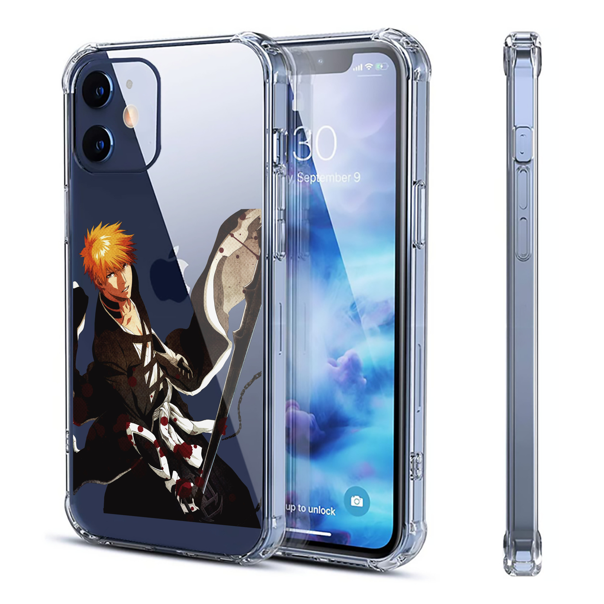 （画像用） ブリーチ 黒崎一護（くろさき いちご）BLEACH Kurosaki Ichigo 【iPhone 12シリーズ対応】透明スマホケース（クリアソフトケース）